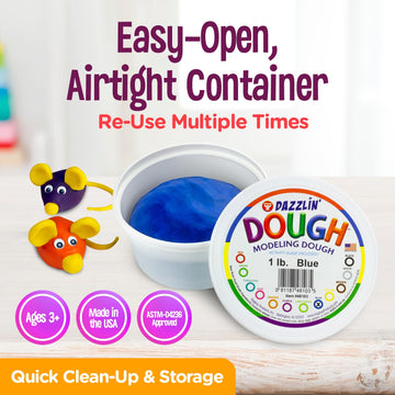 Hygloss Kids Unscented Dazzling’ Modeling Play Dough, 1 Lb. Of Twelve Assorted Colors, 12 Pounds Total