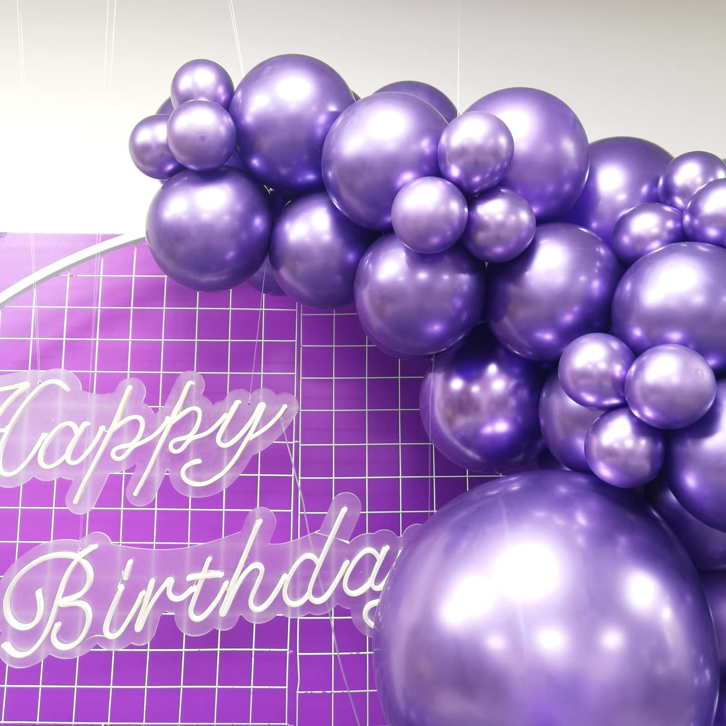 Moxmay 102 Pieces Chrome Purple Balloons 18In 12In 10In 5In Different Sizes Metallic Party Balloon Kit For Birthday Halloween Ch