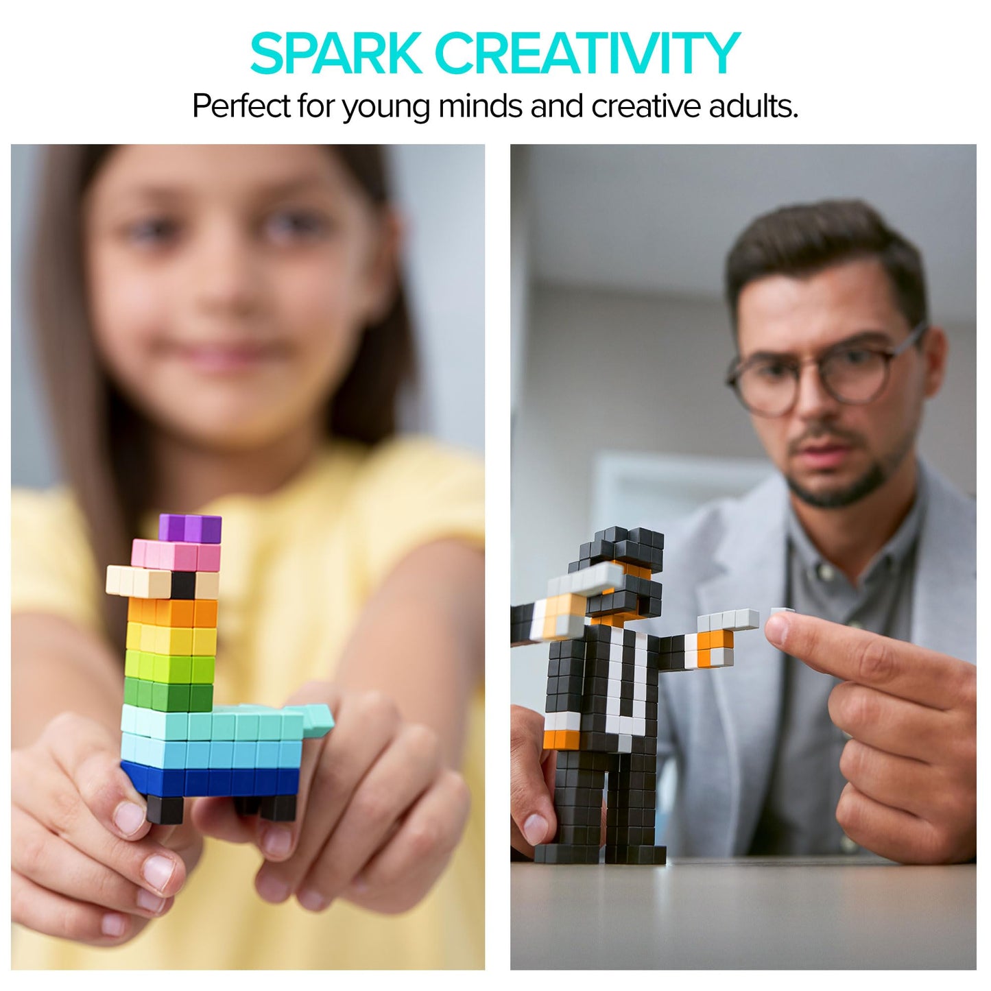 Pixio Amphibio- Tiny Magnetic Blocks Building Toy In The Pixel Art Style With Free App - 5/16' Plastic Cubes With 6 Magnets Inside - Open Ended Toy - Creativity Toy For Ages 6+