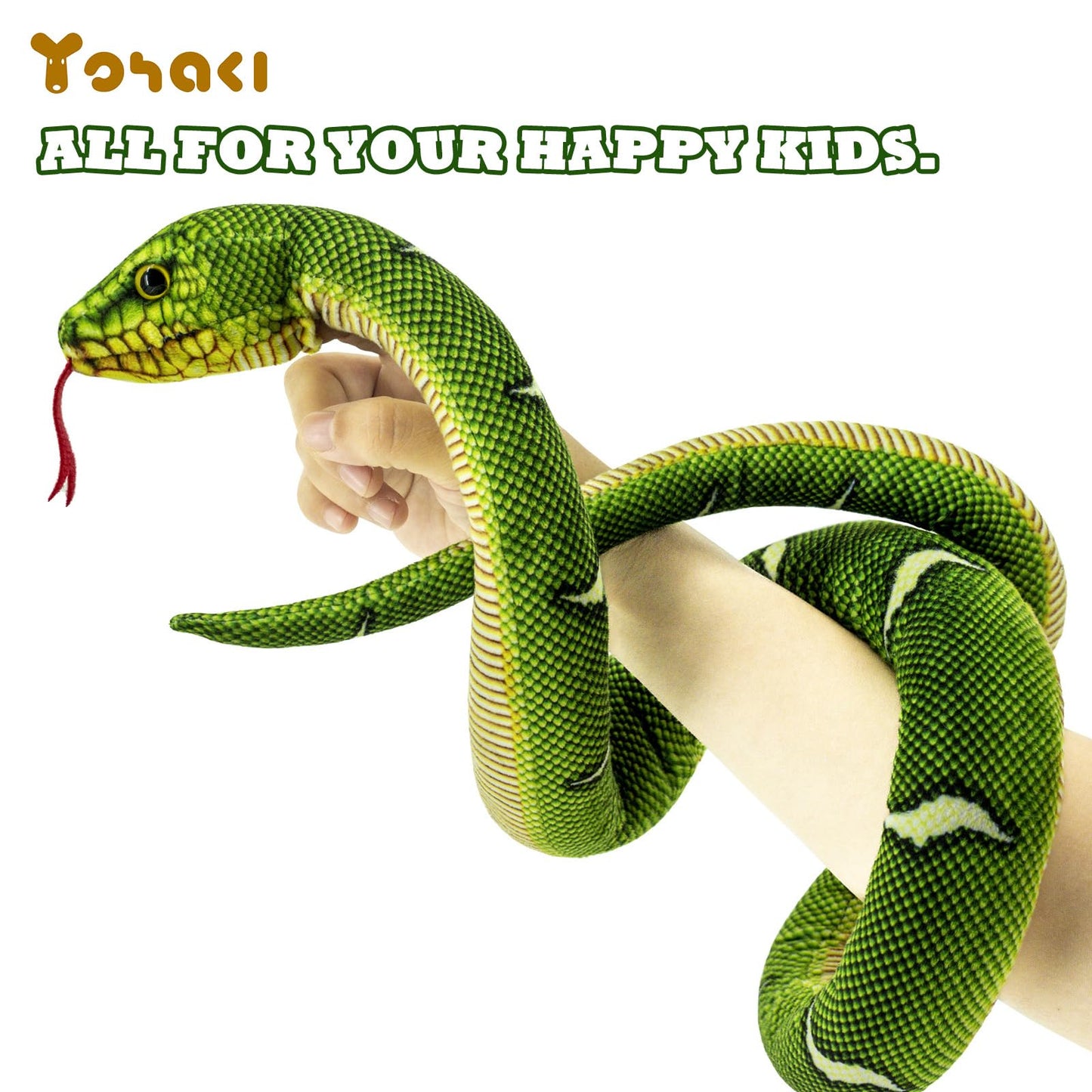 Yohaki Snake Plush Toy, 52'' Washable Simulated Snake Plush Giant Cuddle Toy, Soft And Cute Kids Gift For Boys And Girls, Birthd