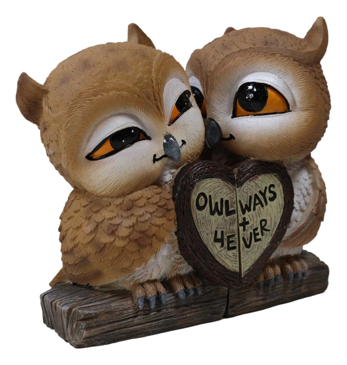 Ebros Romantic Kissing Love Owl Couple Decor Statue 2 Piece Set Decorative Figurine Valentines Birds Pair Of Owls Holding Heart Shaped Sign Saying Owlways 4Ever