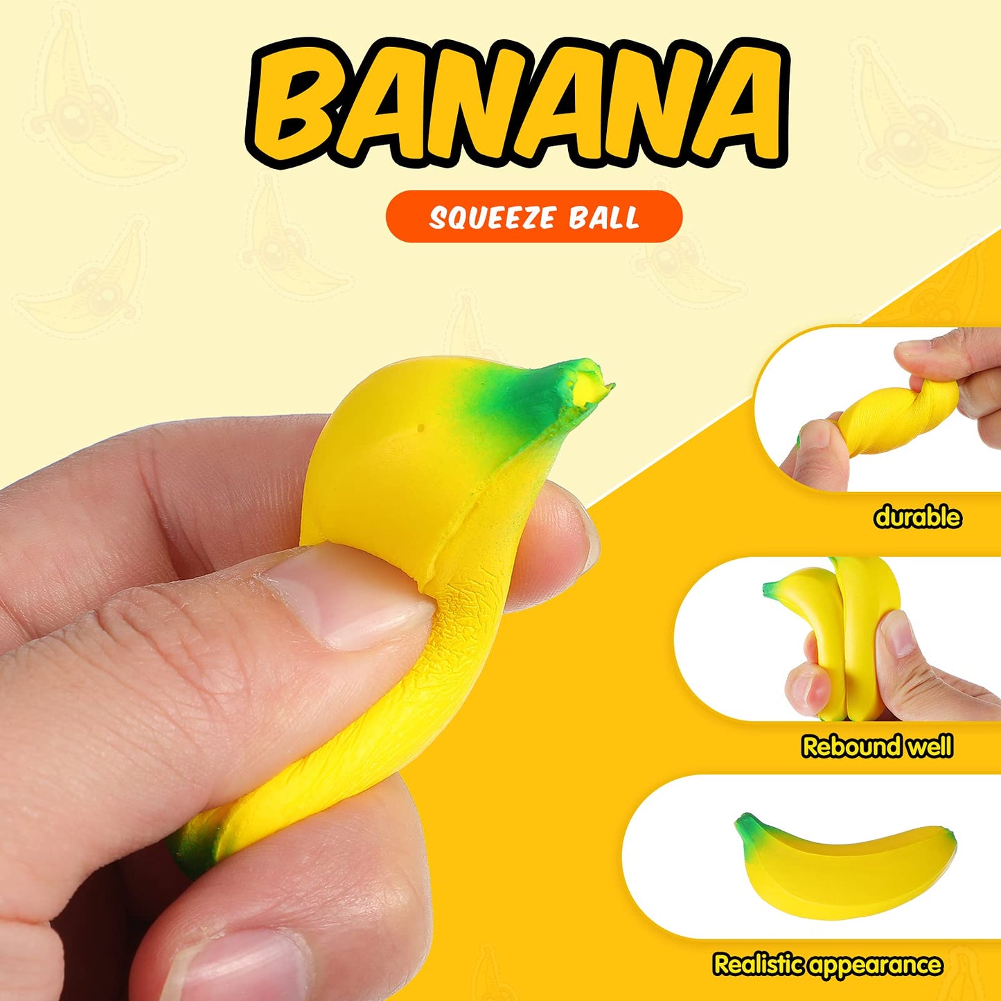 Kasyat 15 Pcs Banana Stress Toys Banana Stretchy Toys Pu Relief Stress Balls Tiny Party Supplies For Relief Party Favors(2.36 Inches)