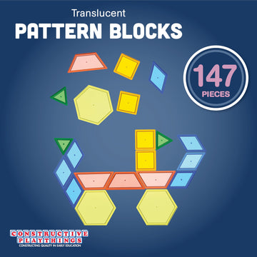 Constructive Playthings Translucent Pattern Blocks, Light Table Manipulatives, Stem Toys, Sensory Play, Create, Build And Design, Color Exploration, Set Of 147 Blocks, Toys For Kids 3 Years And Up