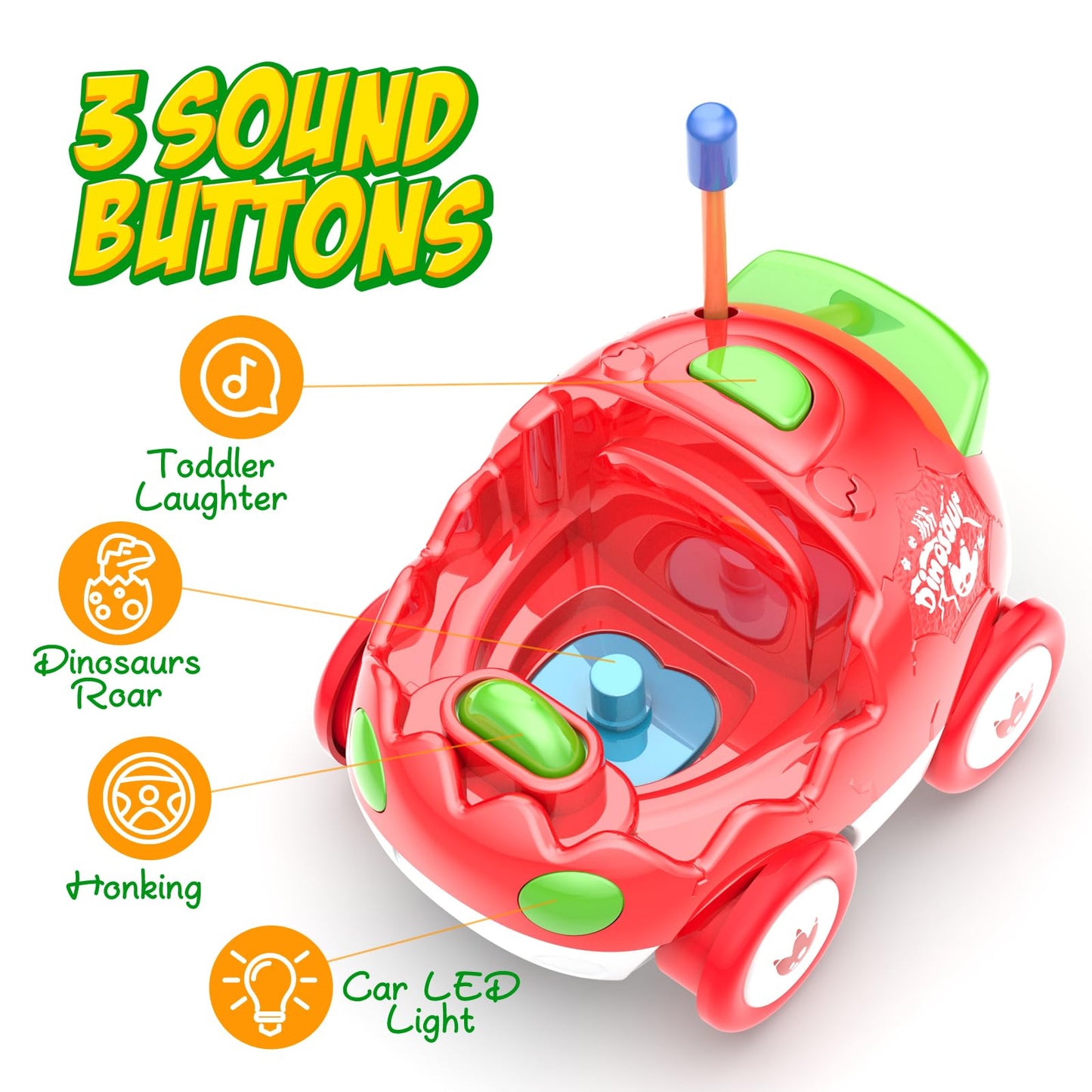 Yeaye Toddler Remote Control Car, 2 Pack RC Cars for Toddlers 18 Months, Toddler Toys for Kids Age 2 3 4 5 Years Old, Birthday G