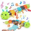 Melodyinn Baby Sensory Toy - Plush Caterpillar, Green, Cotton, Medium, 0-6 Months, Music Rattle & Mirror for Tummy Time, Infant Shower Gift