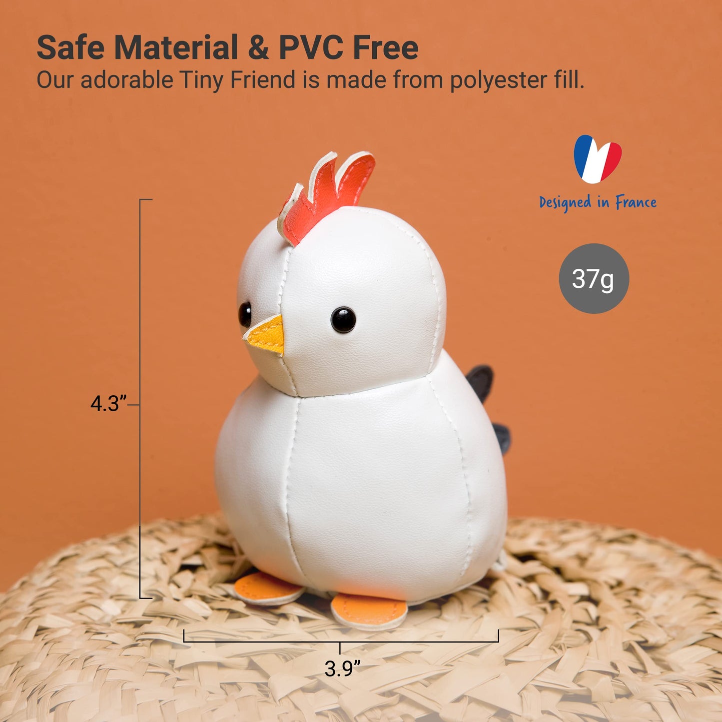 Little Big Friends Tiny Friends | Rattle Toy | Special Stuffed Animal | Easy To Clean | Paulette The Hen