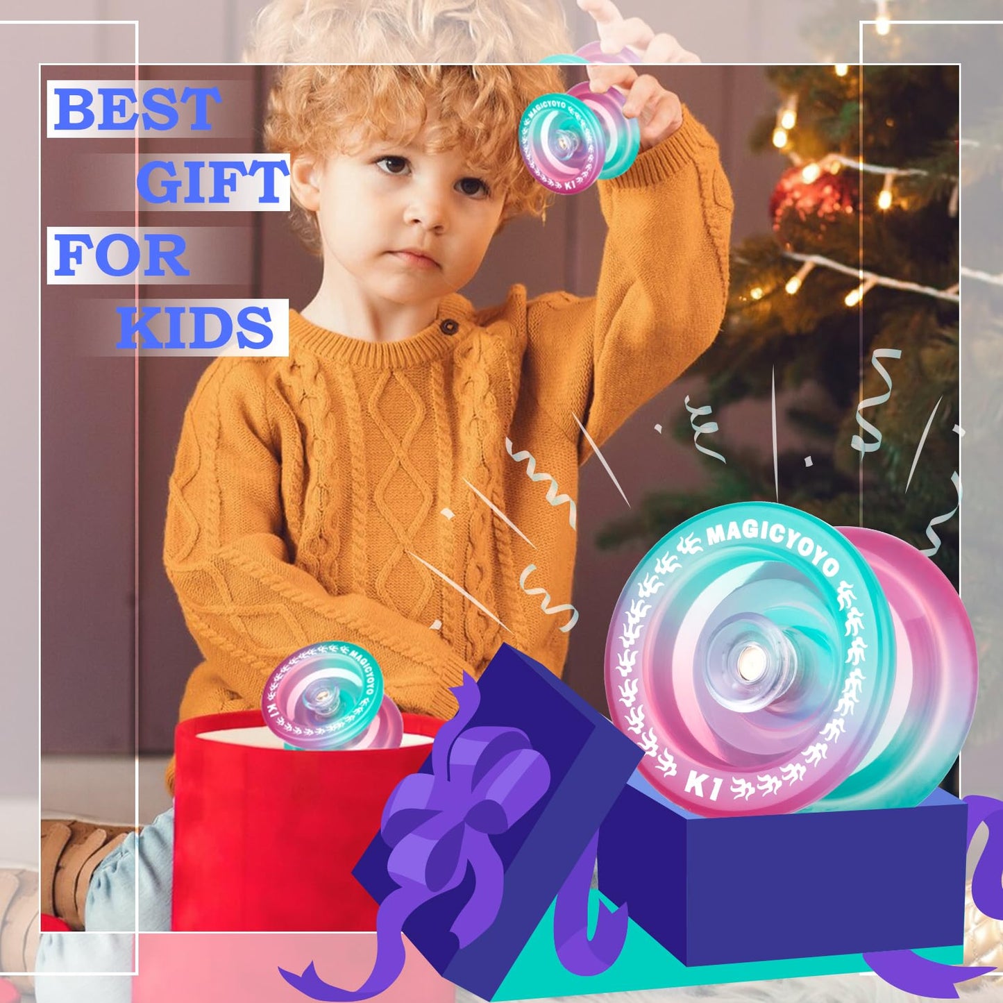 Magicyoyo Responsive Yoyo K1-Plus For Kids Beginners, Dual Purpose Yoyo With Unresponsive Bearing Kit + Yoyo Storage Bag + 12 Yoyo Strings And Yo-Yo Glove Gift (Green Pink)