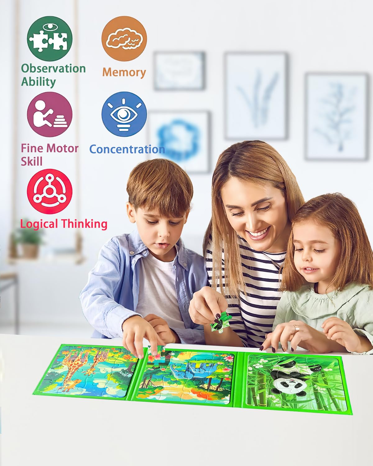 Magnetic Puzzles For Toddlers, Animal Forest Travel Puzzles Games For Kids Ages 3-5, Car Activities Toy For Boys Girls, Children