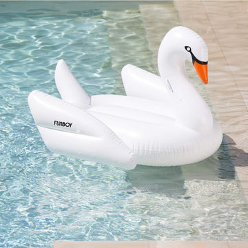 Funboy Giant Inflatable White Swan, Luxury Float For Summer Pool Parties And Entertainment