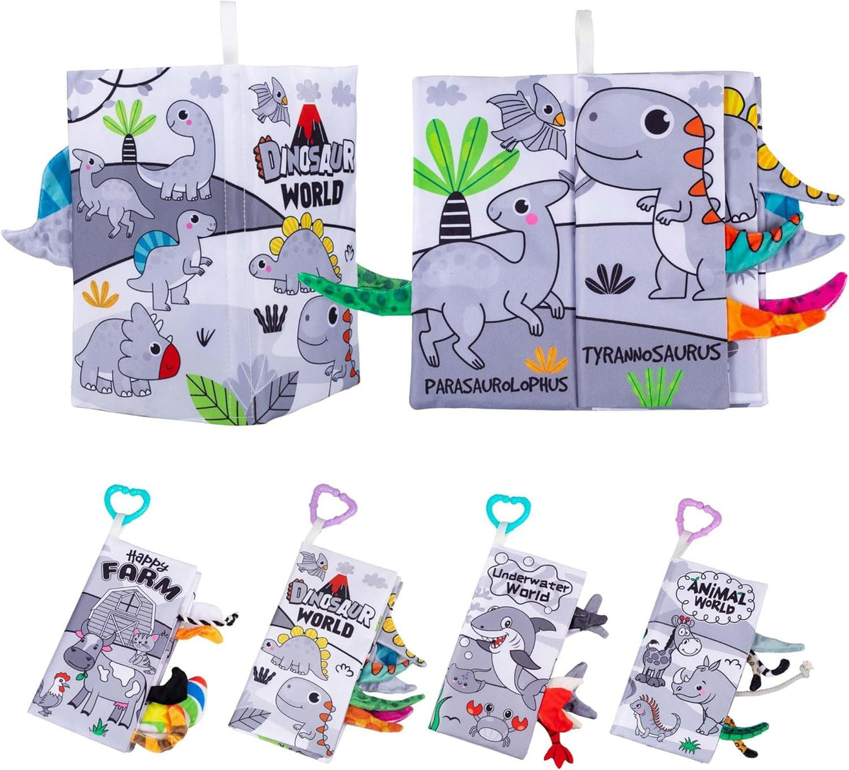 Kolorfish Cloth Book Touch And Feel Crinkle Tail Book For Infant Babies 03691218 Months, Early Educational Preschool Learni