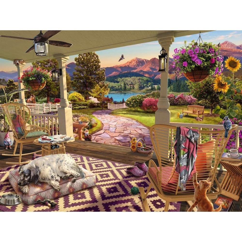 Ravensburger Cozy Front Porch 750 Piece Large Format Jigsaw Puzzle | Premium Quality | Unique Softclick Technology For An Enriching Experience