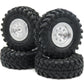 Hobbysoul Adjustable Offset Rc 1.0 Wheels And Tires, 1/24 Tires & Heavy 1.0 Beadlock Wheels Silver For 1:24 Rc Crawler Axial Scx