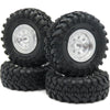 Hobbysoul Adjustable Offset Rc 1.0 Wheels And Tires, 1/24 Tires & Heavy 1.0 Beadlock Wheels Silver For 1:24 Rc Crawler Axial Scx