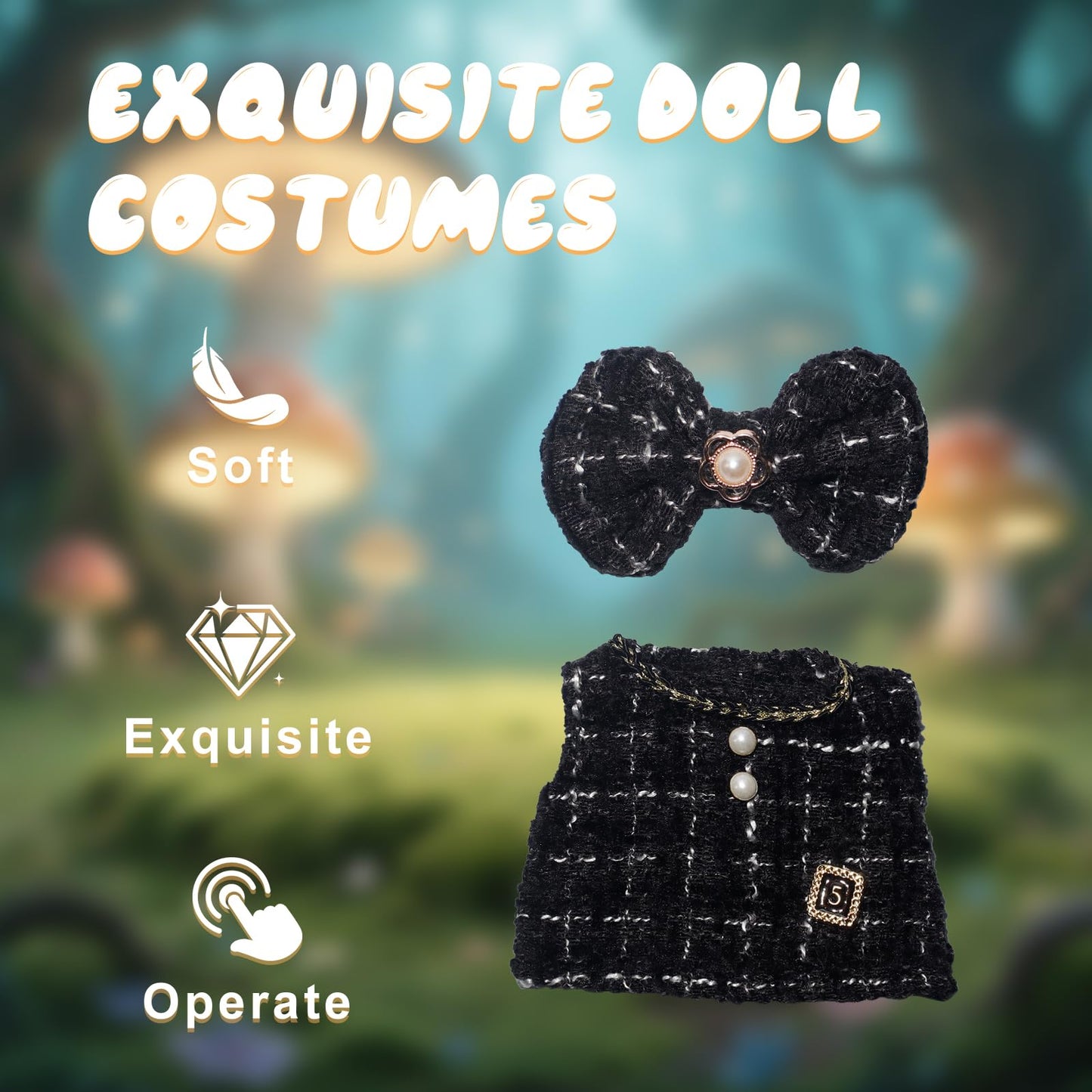 17cm Doll Clothes   17cm Clothes Skirt Set 2 Piece Set enhanced Fashion Dresses with +Bow Headpiece Outfit enhanced Fashion Cute Doll Accessories (NO Doll)(Style A)