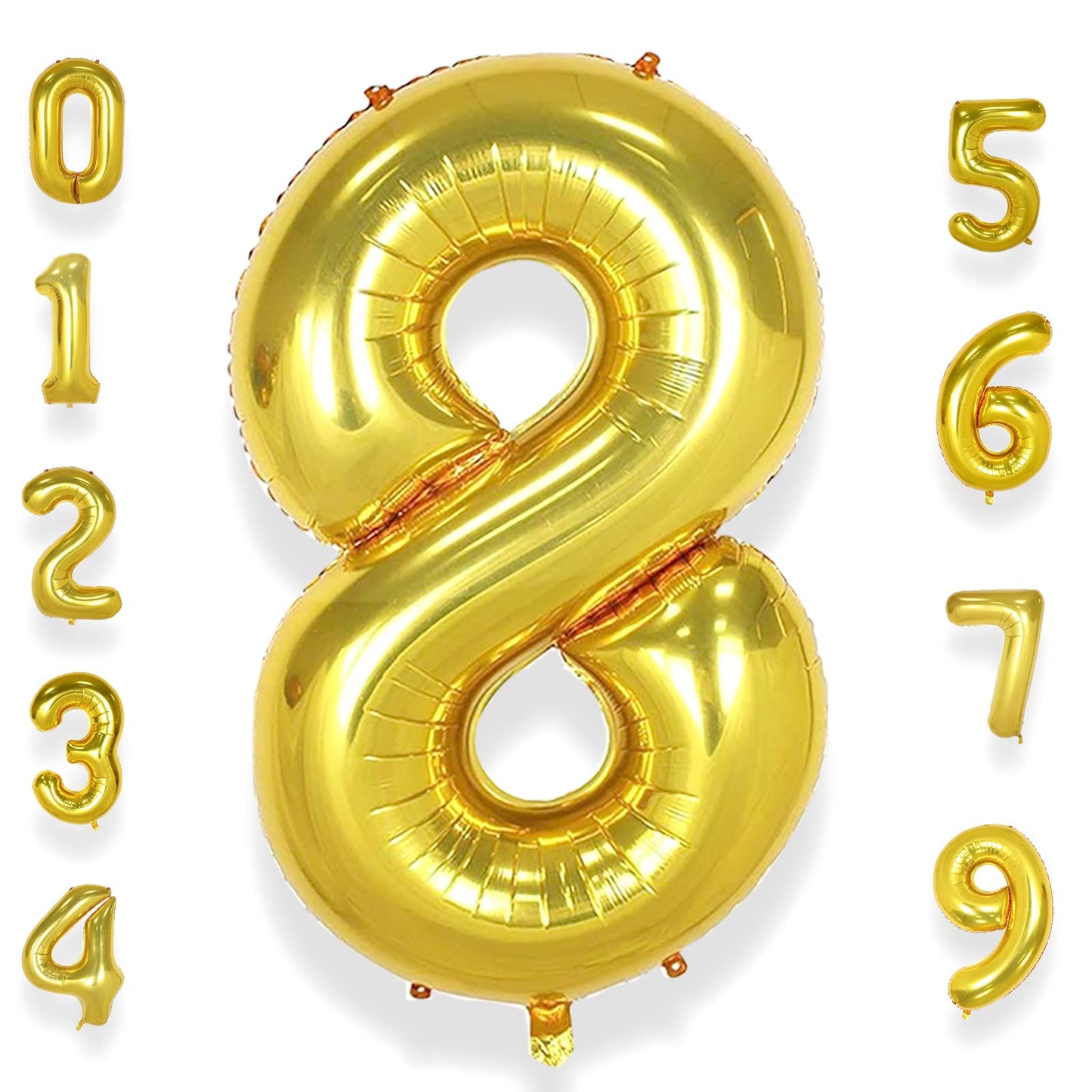 Aule 40 Inch Big Gold 8 Balloon Number Large Foil Helium Number Balloons 0-9 Jumbo Giant Happy 8Th Birthday Party Decorations Fo