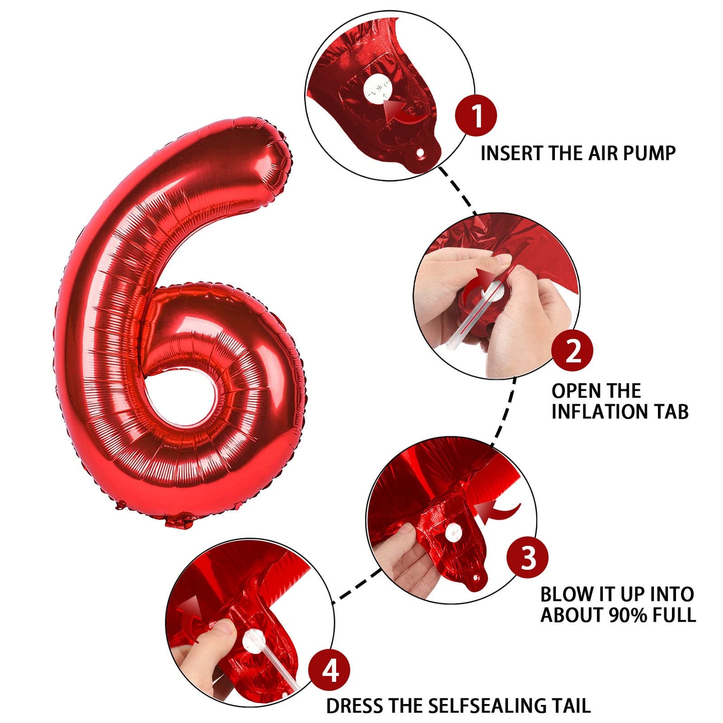 6 Number Balloon Red 40 Inch Big Foil Mylar 6Th Balloons For 6 Year Old Boy Girl Birthday Party Decorations Wedding Anniversary