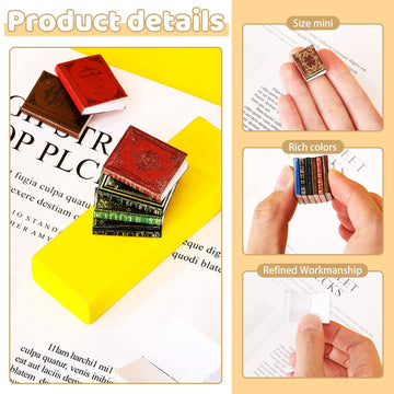 30 Pieces 1:12 Scale Miniatures Dollhouse Books Assorted Timeless Miniatures Books Mini Books Model Miniature Dollhouse Accessories Toy Supplies For Boys Girls Doll Houses(Vintage Style)