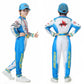 Treyrea Race Car Driver Costume Boys Racer Jumpsuit With Car Cap Kids Dress Up For Halloween (Blue, Xl(For Height 57''-60''))