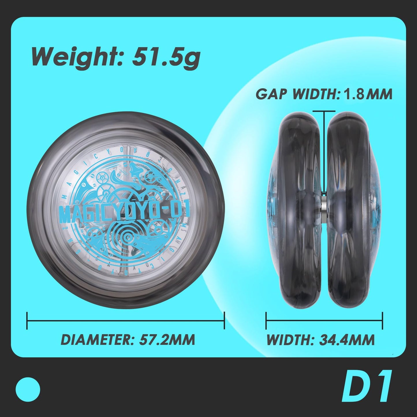 Looping D1 Responsive Yoyo For Kids Beginners, 2A Loop Starter Yoyo Easy To Play Basic String Tricks (Blue+Black)