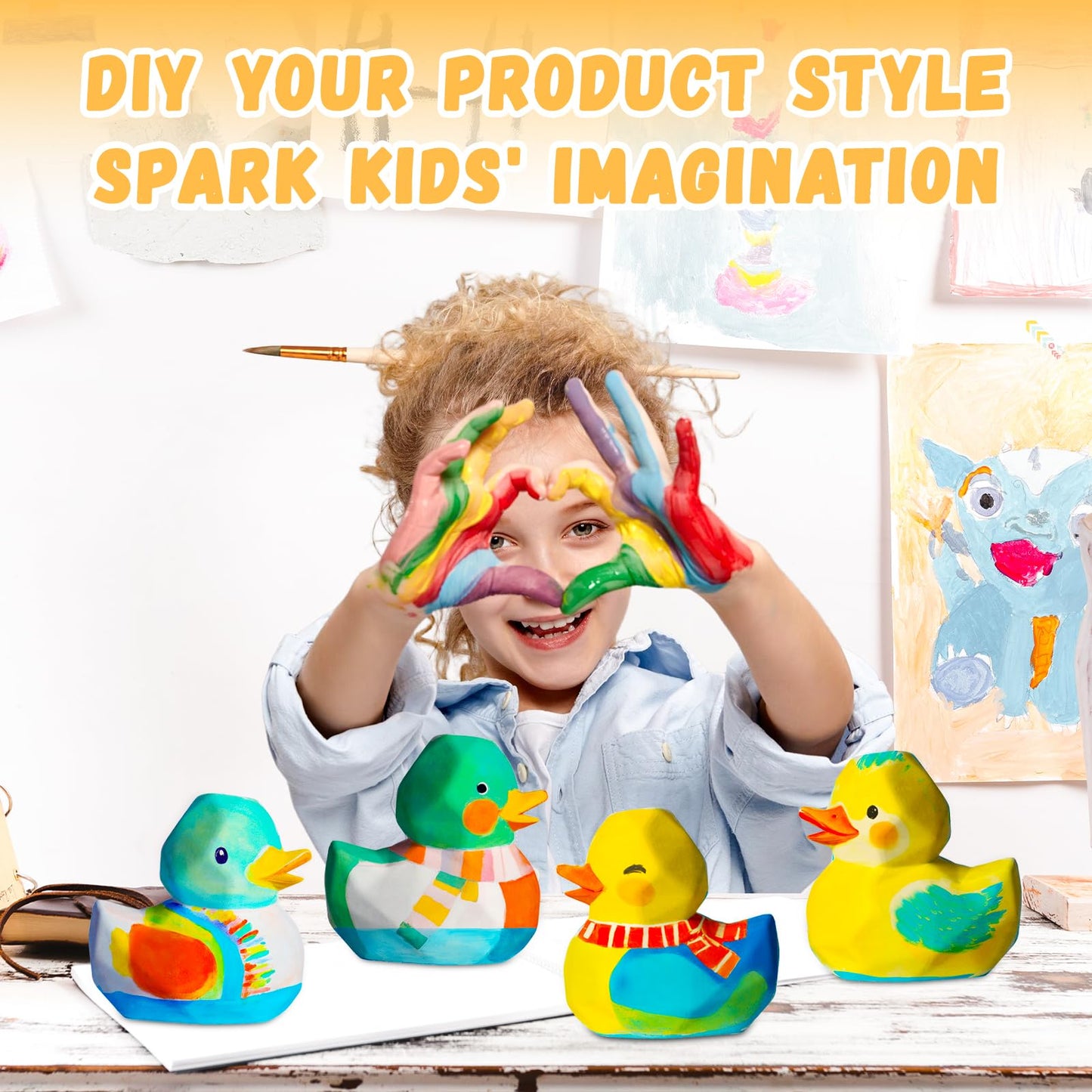 Loungelore Paint Your Own Duck Lamp Kit, Art Supplies Arts and Crafts for Kids Ages 8-12, DIY 3D Duckling Night-Light, Creativit