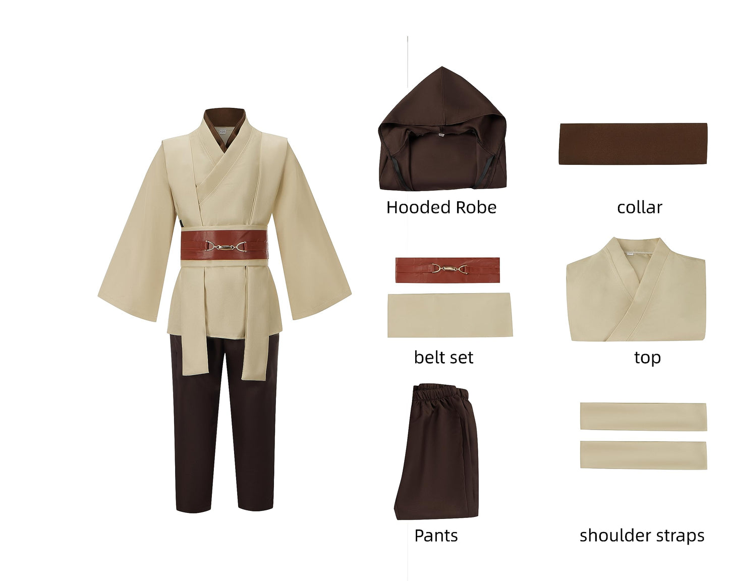 Itopfox Knight Costume Set Halloween Cosplay Party Tunic Full Outfit Hooded Robe Uniform 110