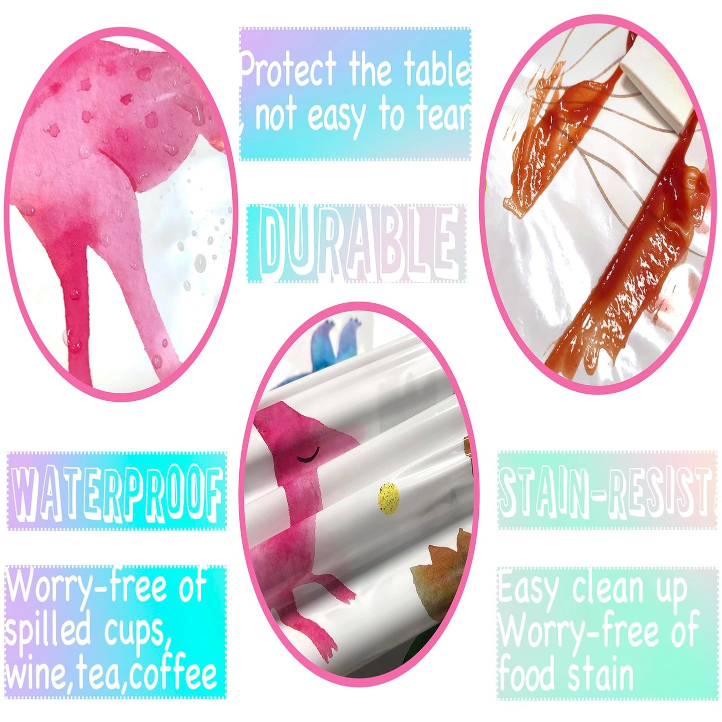Hapibidesign Girl Dinosaur Birthday Party Tablecloth - Pink Dinosaur Plastic Disposable Table Cover - Girl Dinosaur Party Suppli