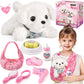 Golray Toy Dog for Kids Girls, Stuffed Dog with Heart Beat & Skeleton Transform, Sling Carrier & Toddler Girl Toy Kid Plush Pupp