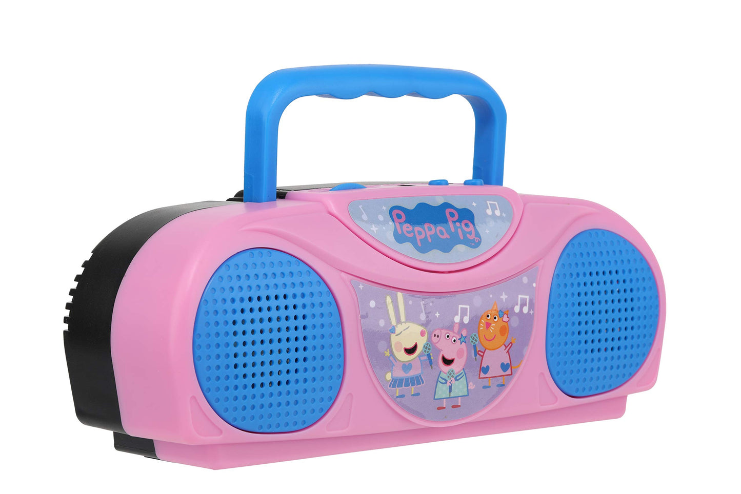 Sakar Peppa Pig Kids Karaoke Machine With Radio Ko1-03371 Compatible With Ipod And Mp3 Player, Am Fm Portable Radio, Includes Corded Microphone For Kids, Durable Handle, Red/Blue Design