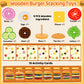 Jumlys Montessori Toys For 2, 3, 4, 5, Year Old, Wooden Burger Stacking Toys, Fine Motor Toys For Kids Boys Girls, Ideal Prescho