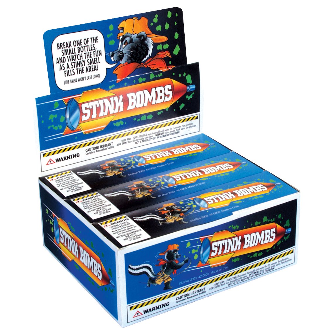 Empire Magic Joker Skunk Smell Prank Bottle - 2" Stink Bombs, Clear, 3 Pack, Plastic, Small