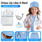 COTATERO Doctor Scrubs Costume for Kids With Stethoscope Lab Coat Career Day Costume Halloween Dress Up For Boys Girls 3-12 (Light Blue  S-110/3-4T)