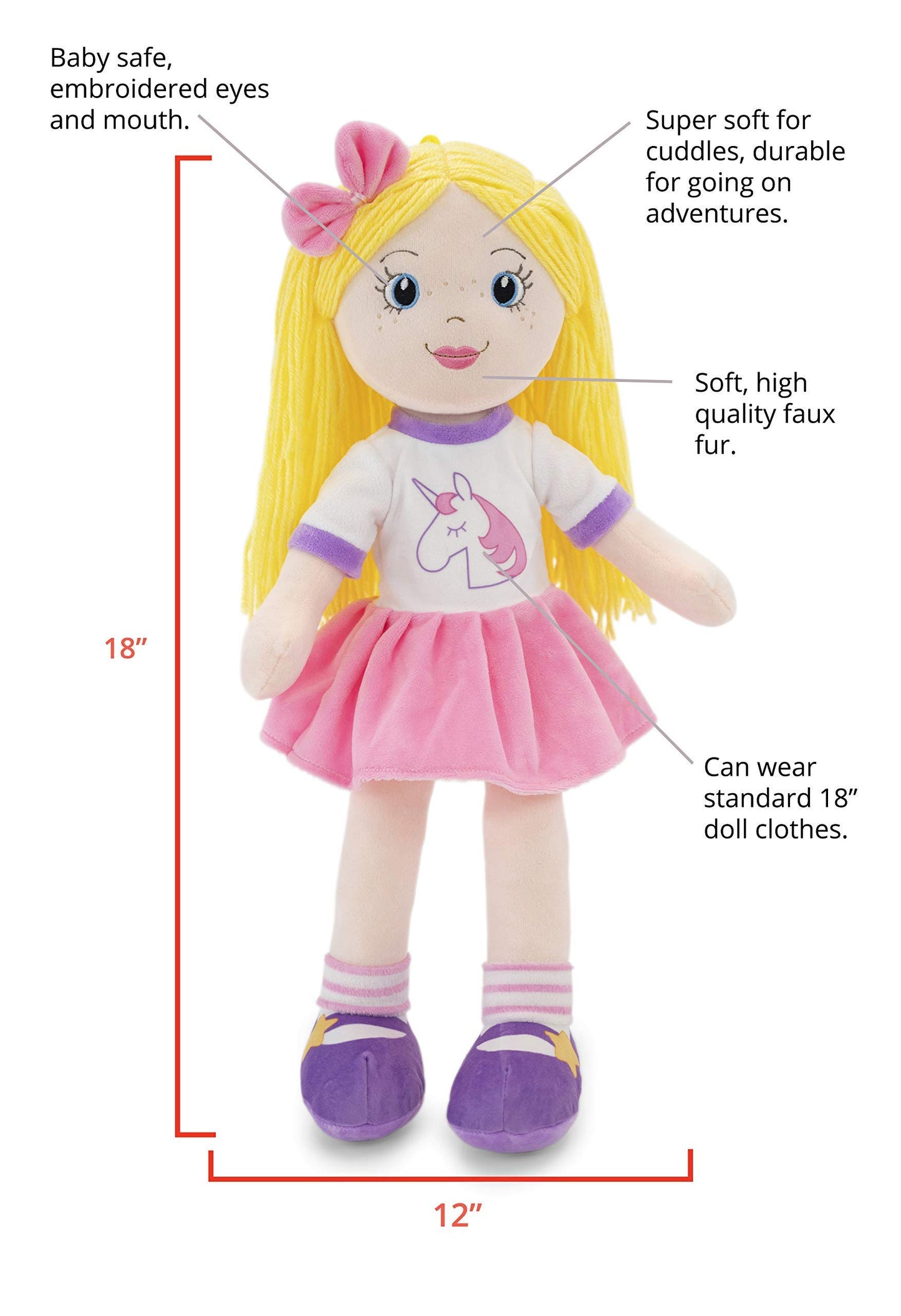 Plushible Bridging Miles With Smiles Soft Plush Baby Doll - 18 Inch Rag Dolls For Girls And Boys, Infants & Babies, My First Plu