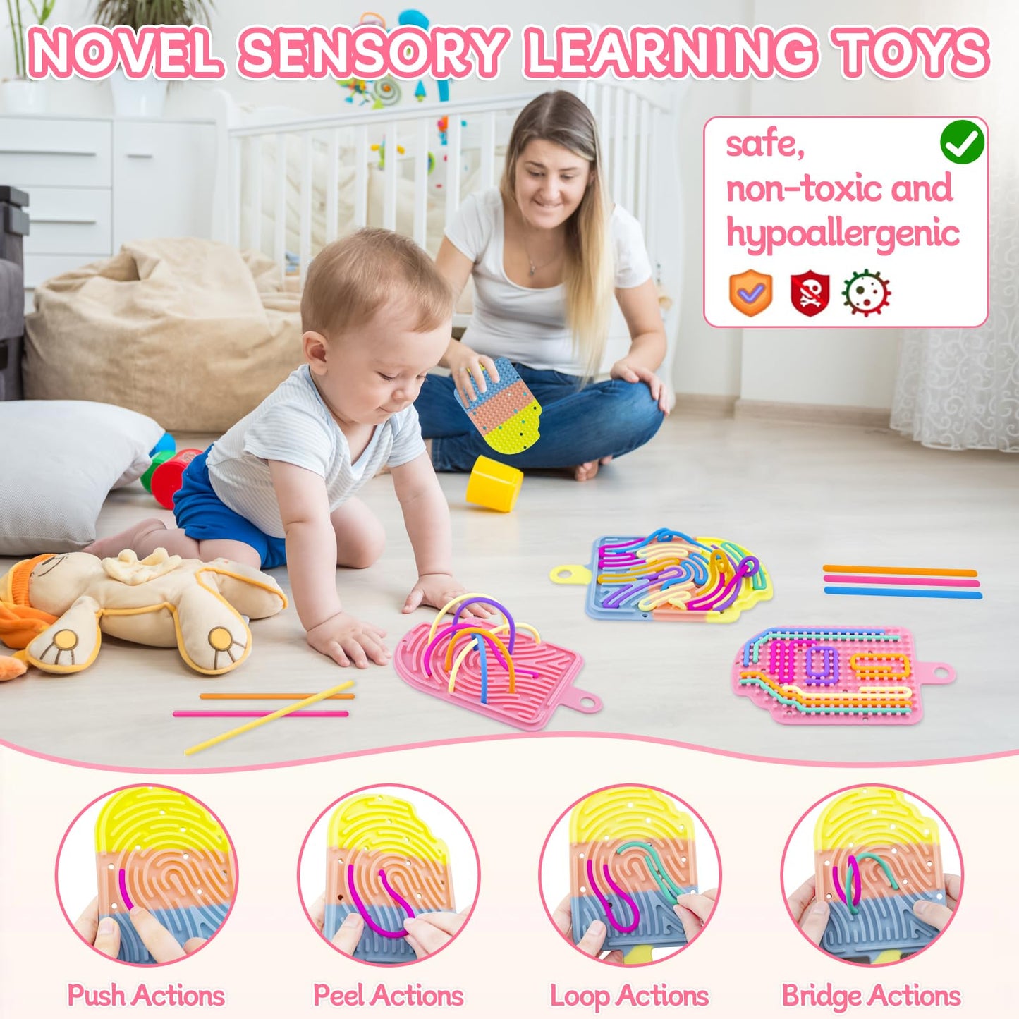 Sensory Activity Board Fidget Toys,Busy Board for Stress Relief,Anxiety,ADHD and Calm Down,Autism Sensory Products for Kids 3+ &