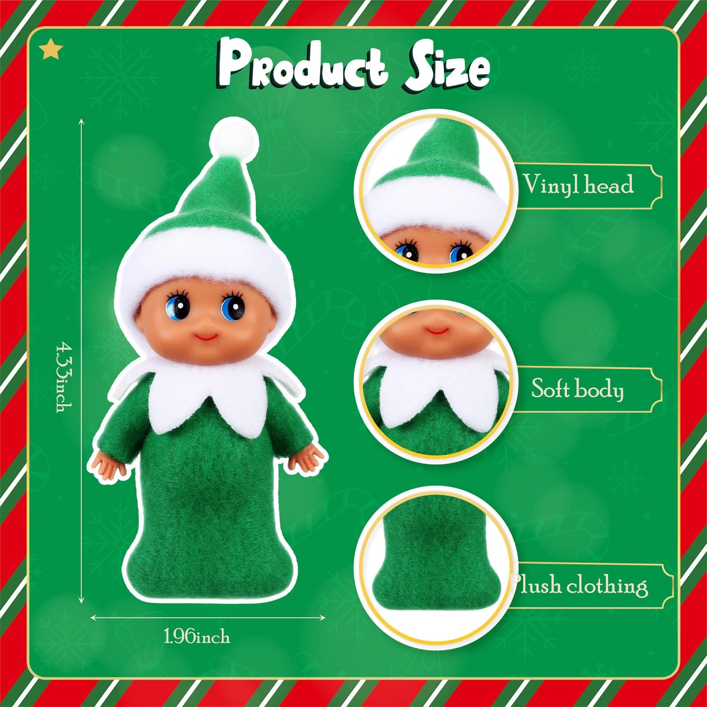 Gemscream 4 Pcs Christmas Tiny Elf Miniature in Dark Skin with Dress  Christmas Decoration Party Accessories Holiday Tiny Gift Xmas Stocking Stuffers for mature-themed (Sweet Brown Skin)