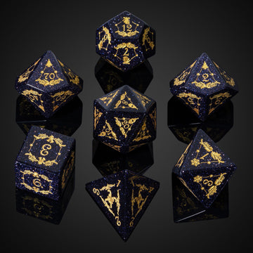 UDIXI Christmas Gemstone Dice Set, 7PCS Crystal DND Dice for Dungeons and Dragons, Handmade Stone Dice for MTG Table Games (Blue