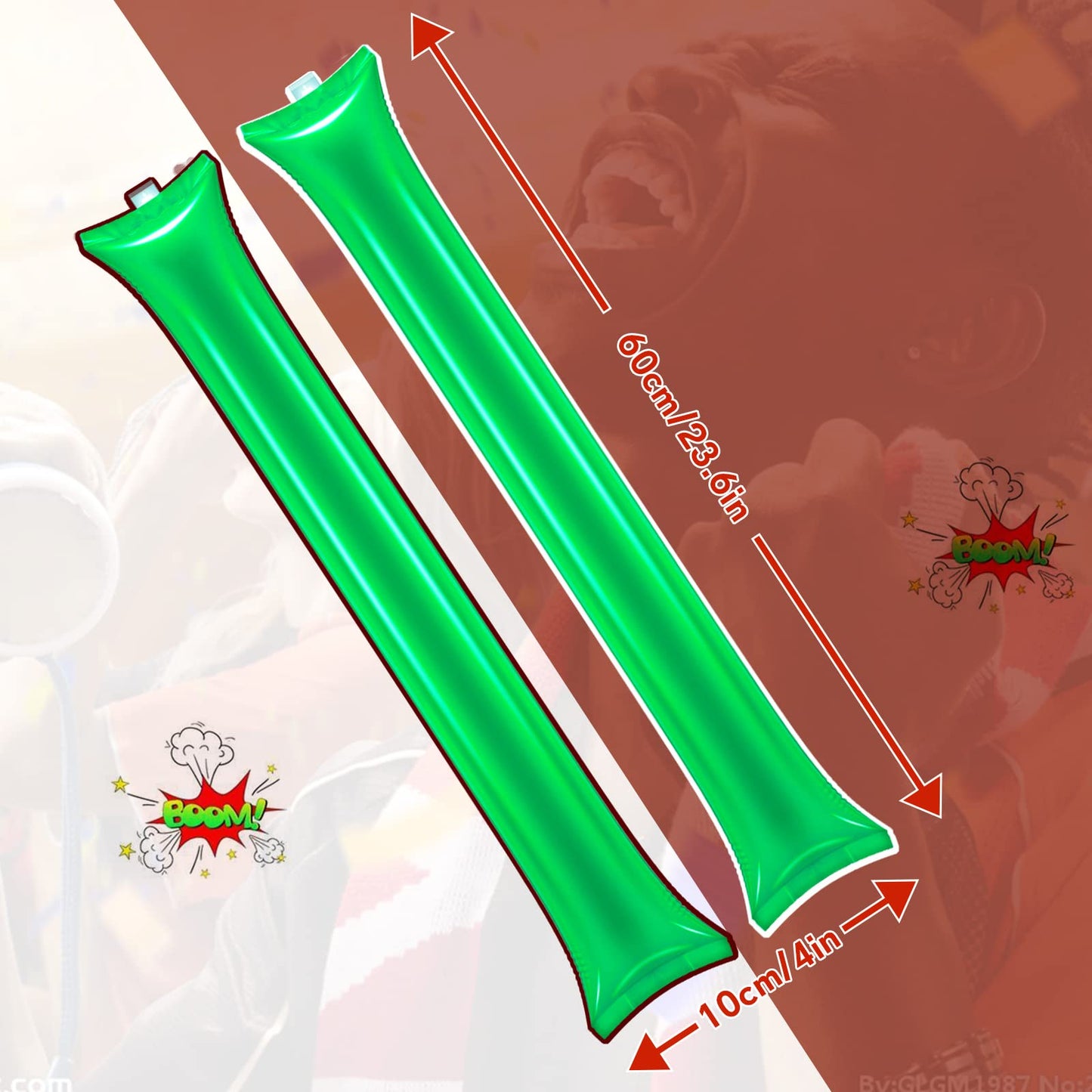Civaner 48 Pieces Thunder Sticks Team Spirit Boom Sticks Cheering Sticks Plastic Cheerleading Spirit Stick Clapper Inflatable Noise Makers For Sporting Events Dance (Green)