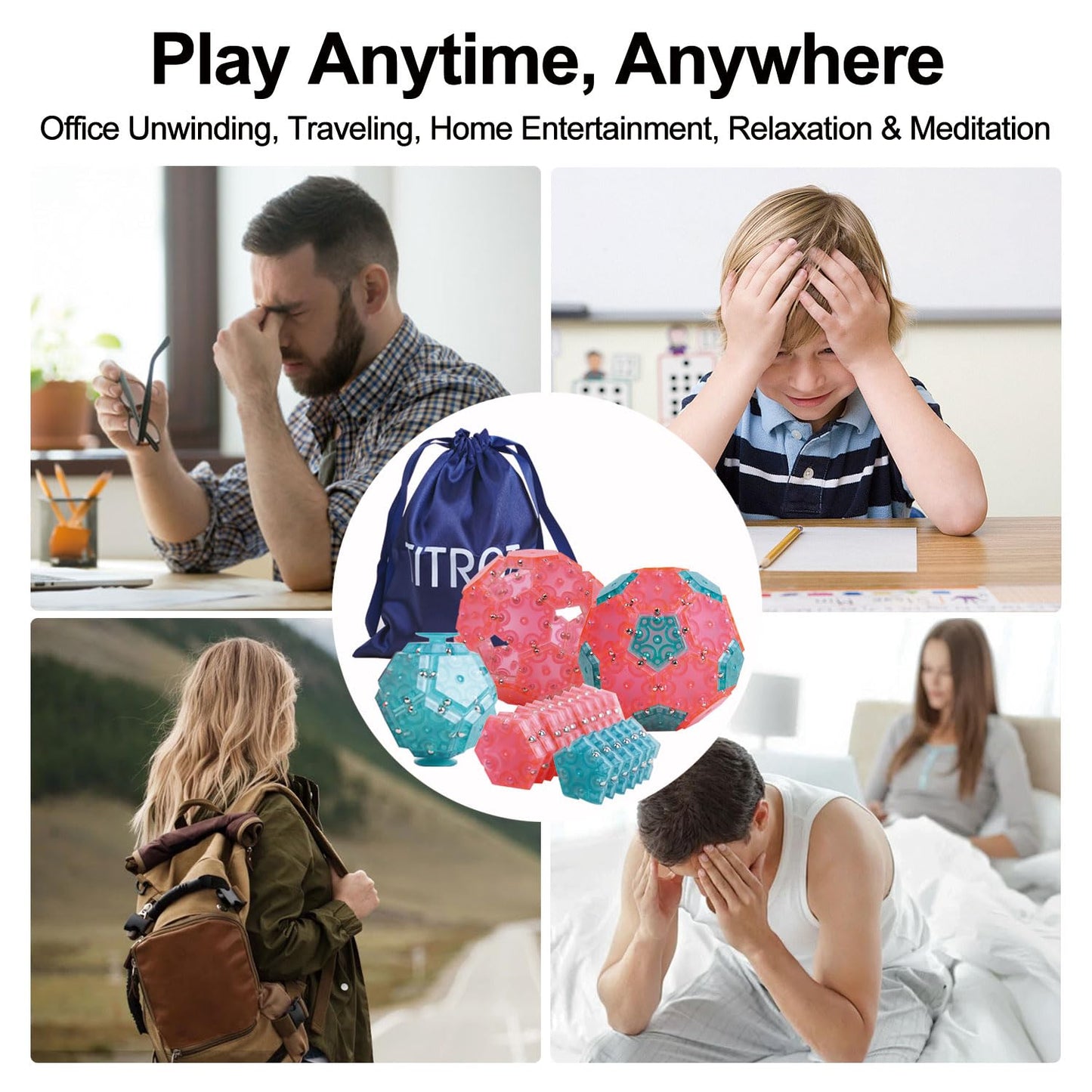 Magnetic Fidget Toy For Adults, 32-Piece Set Magnet Fidget Sphere - 20 Hexagons And 12 Pentagons, Magnetic Sensory Office Desk T