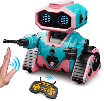 Dwirctoys Robot Toys For Boys Girls,Rechargeable Rc Robot For Kids With Programmable,Auto-Demonstration,Dance Moves,Music, Led E