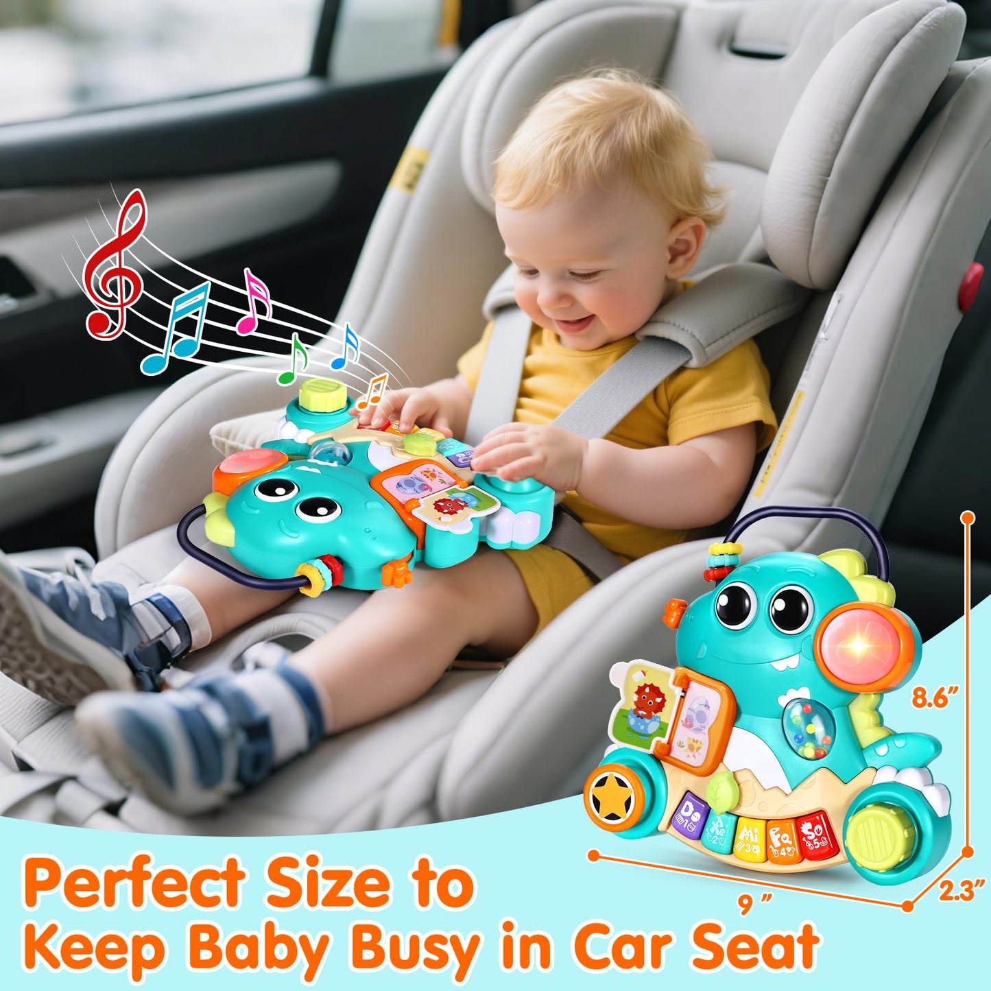 ITSFORU Baby Piano Toy - Dinosaur Music Light Up for 6-12 Months - Green - Model HA8976 - Educational Keyboard for Infants and Toddlers