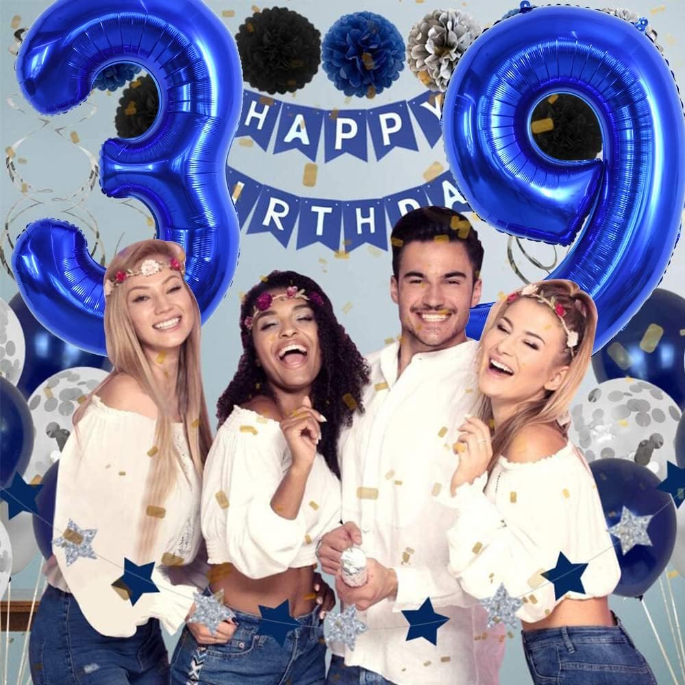 TONIFUL 40 Inch Large Navy Blue Number 60 Balloons Giant Digital 60 Helium Balloons, Foil Mylar Big Number Balloons for 60th Bir