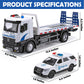 HAPYAD Police Tow Truck Toy Metal Cab, Flatbed Tow Truck Toys for Boys with Lights and Siren Sounds, Friction Powered Police Car