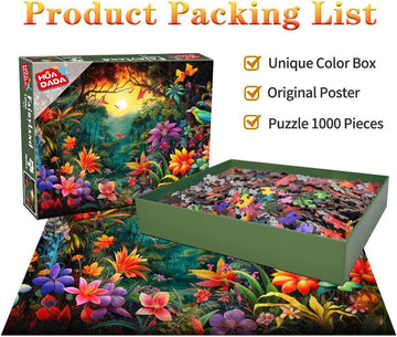 Huadada Jigsaw Puzzles For Adults 1000 Piece Jigsaw Puzzles For Adults Challenging Game Puzzles With Letters On Back (Flowers And Birds)