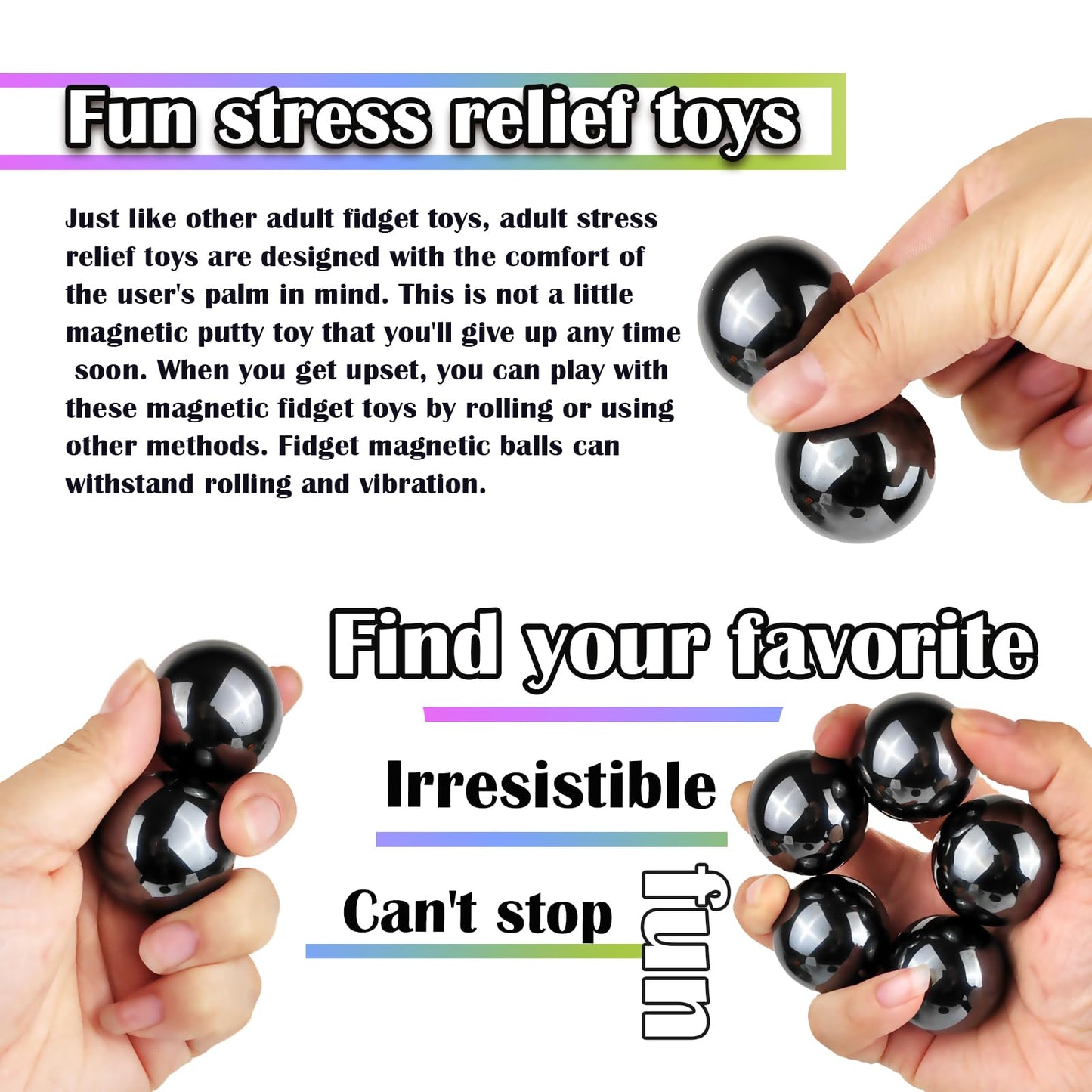 YANZHE Cool Giant Magnetic Balls Fidget Toy for mature-themeds  Large Magnetic Balls Fidget Toy  Magnet Beads for Desktop Decoration and Stress Relief  Anti-Anxiety Gift (Black 5 Pack)
