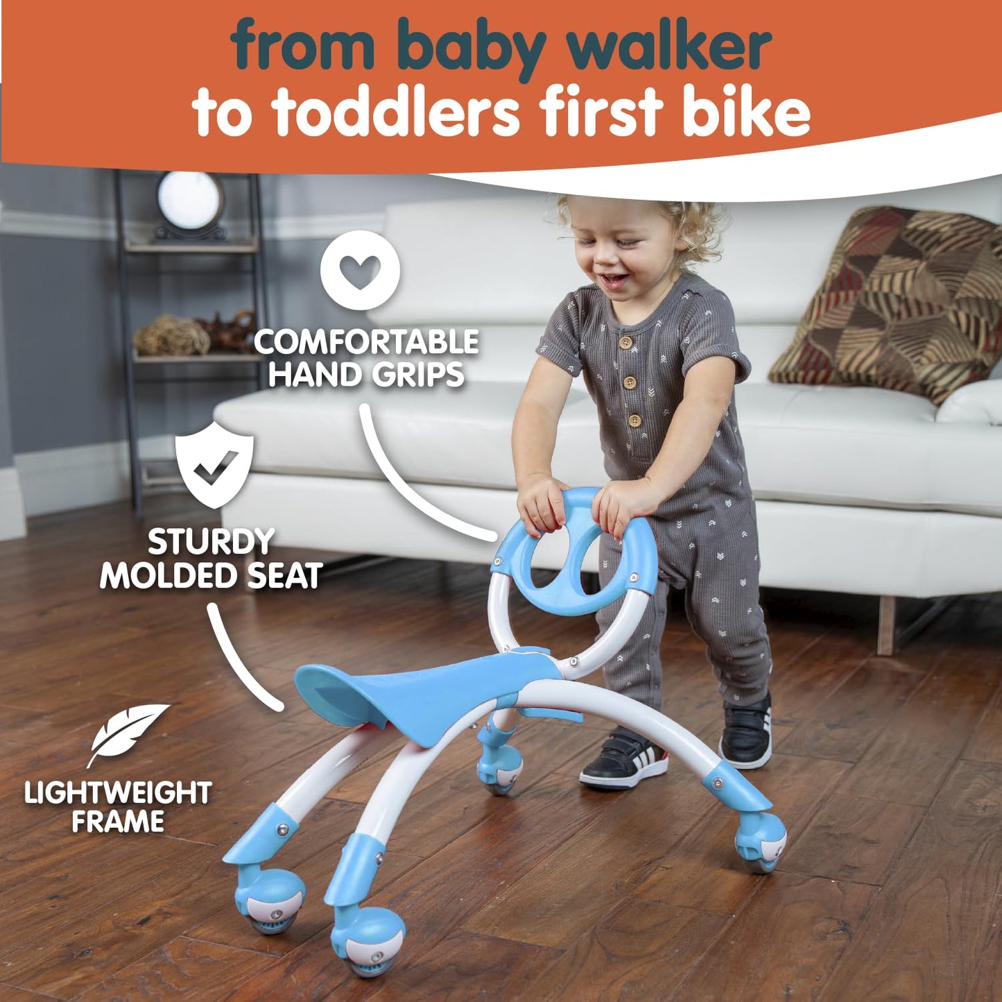 YBIKE Pewi Walking Ride On Toy for 9 Months to 3 Years, Model YPIW3, Blue, One Size