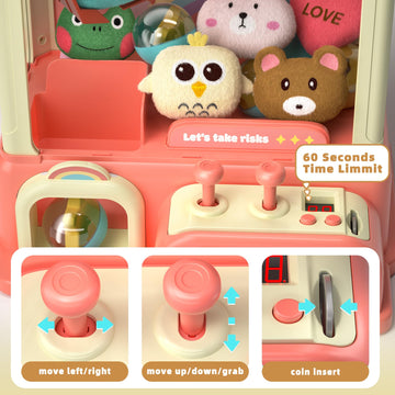 Dolive Claw Machine For Kids, Electronic Arcade Game Indoor Toy For Girls, Candy Vending Prizes Claw Game Machine Toys For Party Birthday For 6 7 8 9 Year Old,With Lights Sounds