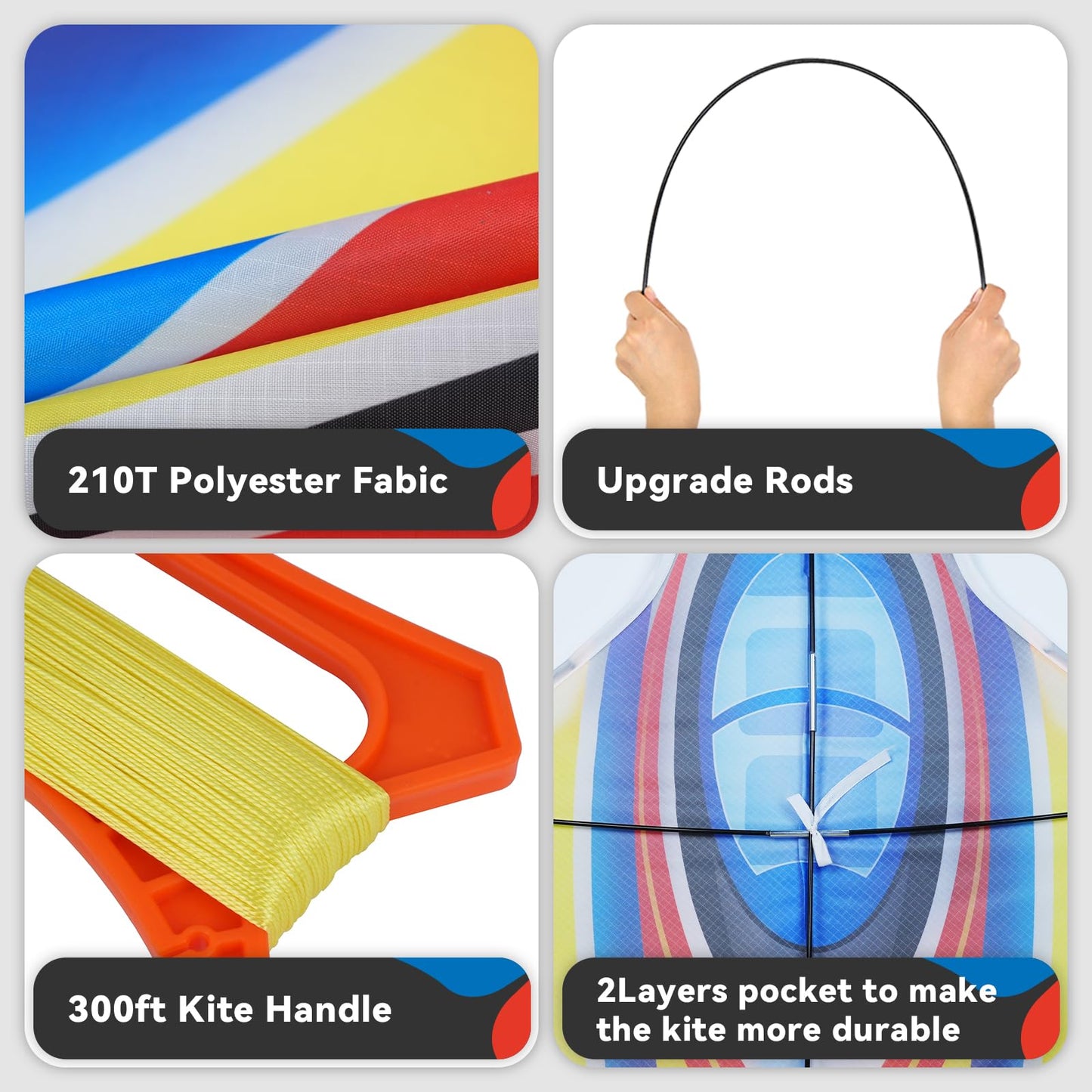 Sgftre Kite Airplane Kite For Kids And Adults, Easy To Fly With Durable Fiberglass Frame, Outdoor Fun Sports Plane Kite With Han
