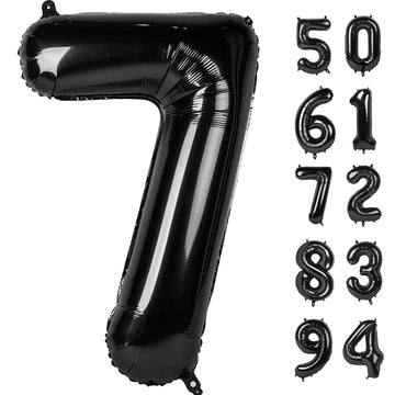 7 Balloon, Black Number Balloon 40 Inch, Black Party Decorations, 7Th Balloon Number, Black Seven Birthday Decorations, Number 7