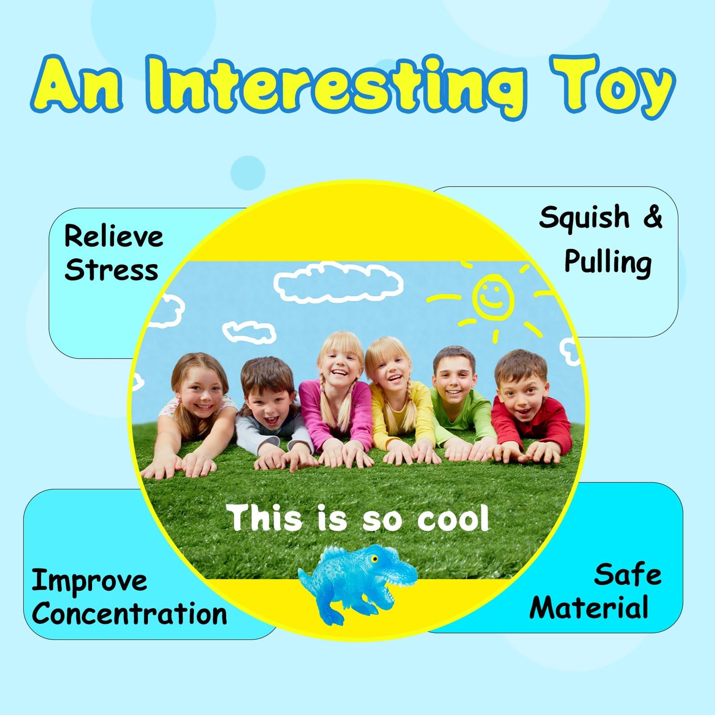 BENSE Easter Egg Stuffers, Fufu Taba Squishy Dinosaur Toys 4.4in Tall Party Favors for Kids, Stress Relief Toys, Autism Sensory