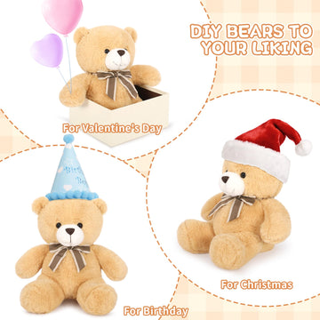 Tezituor Teddy Bears Stuffed Animal 7 Packs In Bulk, Small Teddy Bear Bulk 12'' For Baby Shower Decorations, Stuffed Bear Plush