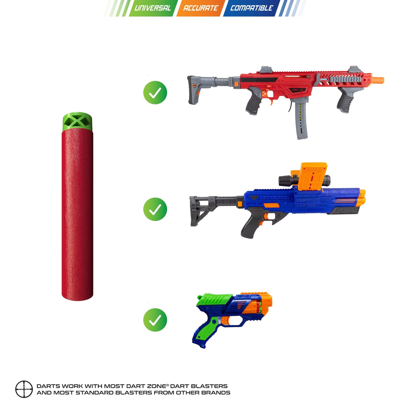 Dart Zone 300-Count Red Diamond Chili Universal Foam Dart Refill Box, Toy Foam Dart Blaster Refills With 300 High-Performance Red Darts